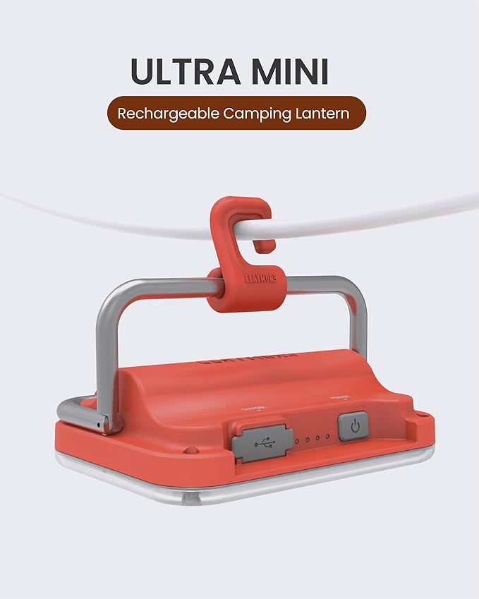 CLAYMORE Ultra Mini (Red) - Outdoor Rechargeable LED Light for Camping, Tent, Backpacking