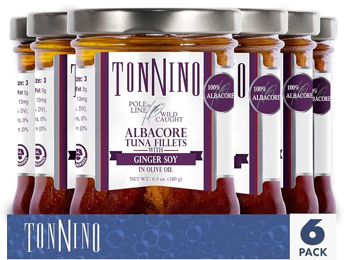 Tonnino Tuna Fish Albacore - Olive oil with Ginger soy ??Pack of 6 ??Alternative to Salmon