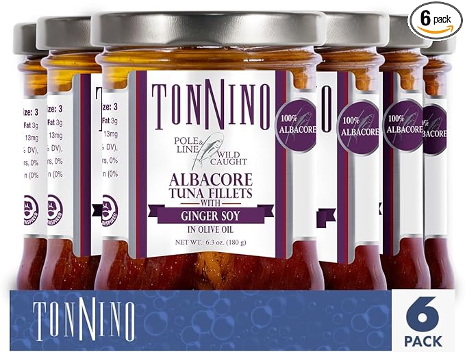 Tonnino Tuna Fish Albacore - Olive oil with Ginger soy ??Pack of 6 ??Alternative to Salmon