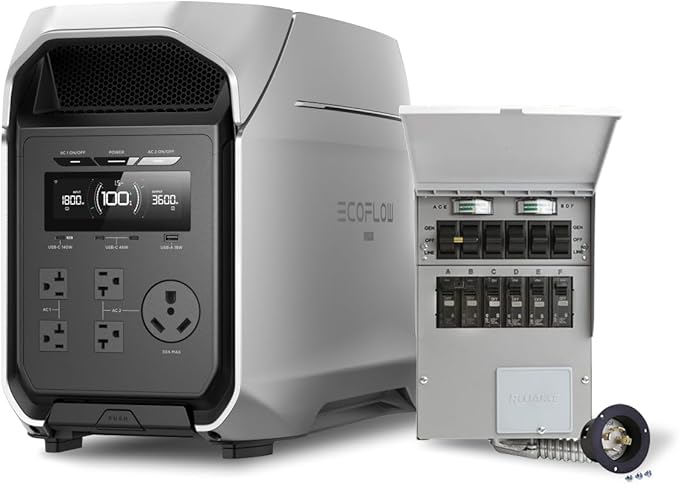 EF EcoFlow Delta 3 Ultra Plus Portable Power Station with Transfer Switch, 3072Wh LiFePO4 Battery