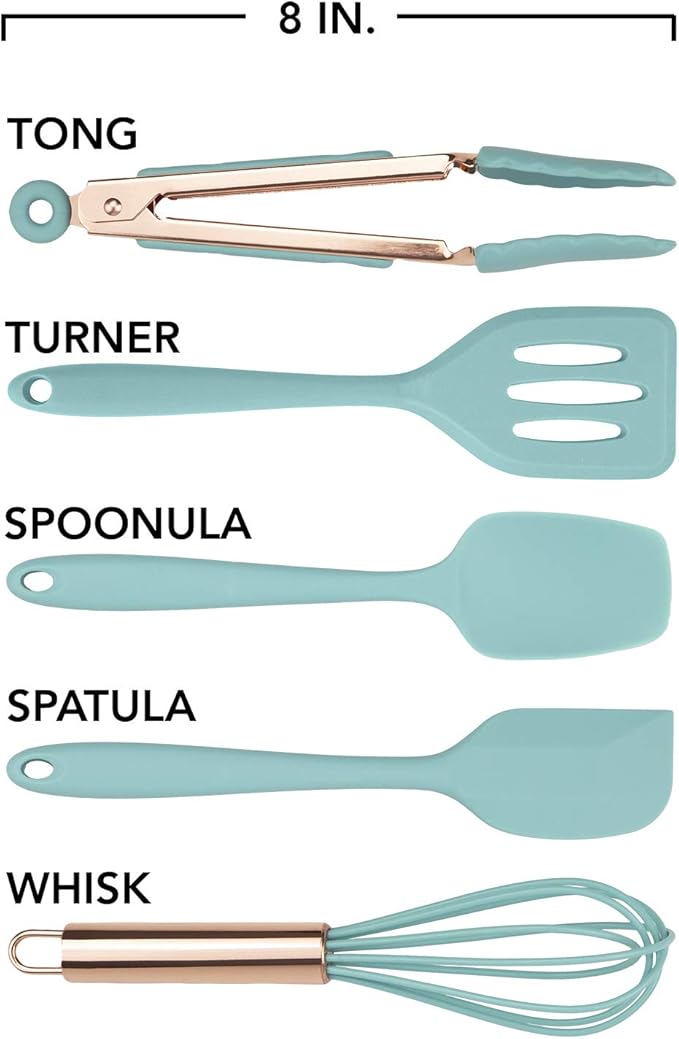 COOK WITH COLOR Silicone Cooking Utensils, Kitchen Utensil Set, Easy to Clean Silicone Kitchen