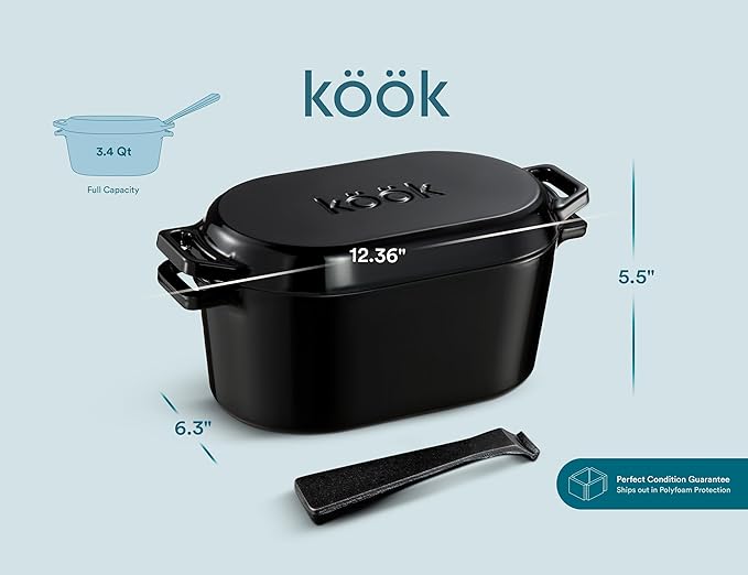 Kook Dutch Oven with Lid, Sourdough Bread Baking Supplies, Banneton Bread Proofing Set, Dual