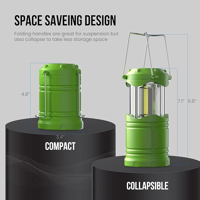 Lichamp LED Camping Lantern, 4 Pack Battery Powered Flashlight for Power Outages, Portable