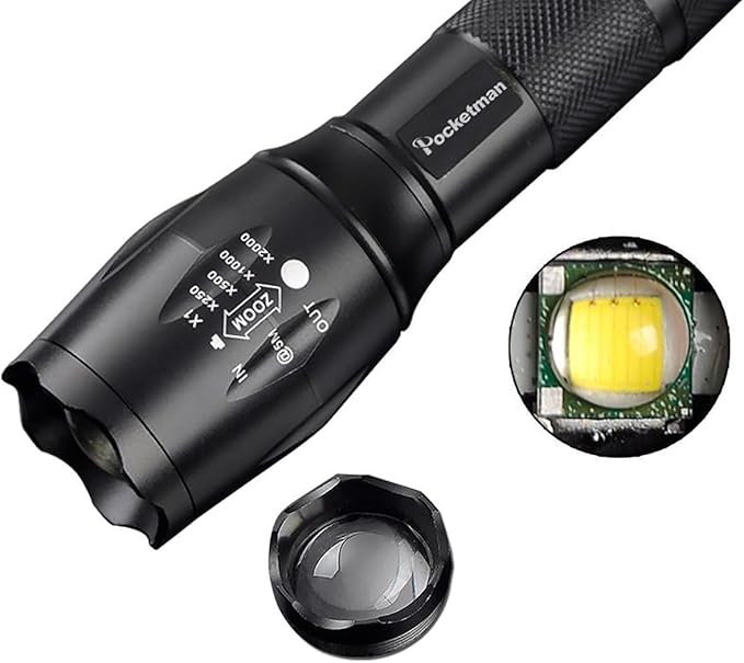 Pocketman LED Tactical Flashlight Super Bright LED Flashlights Portable Outdoor Water Resistant