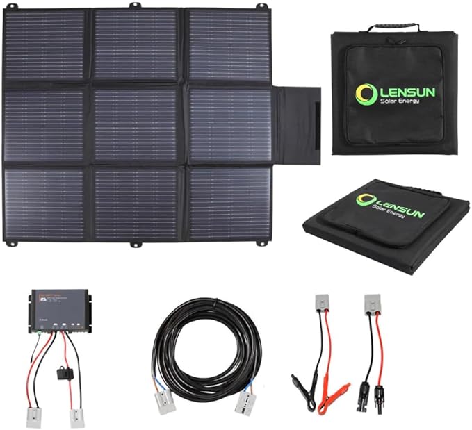 LensunSolar 200W 12V Portable Solar Panel Blanket with Anderson Connectors for Solar Generator