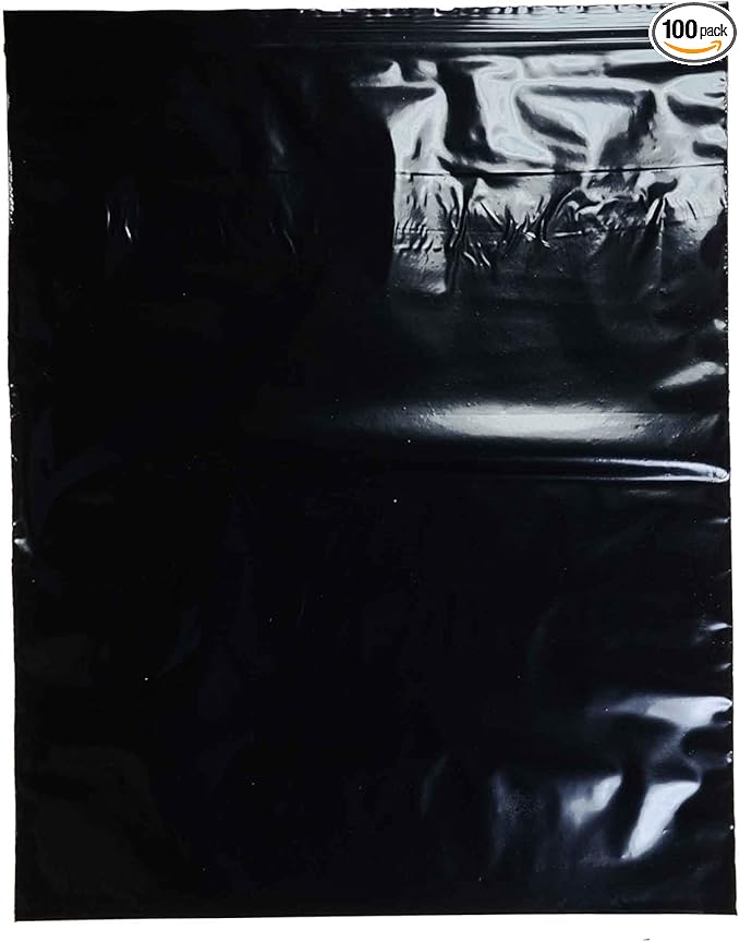uGems 10" x 12" Black 100 Resealable Zipper Plastic Bags for Industrial Use, Tools, Crafts, Office