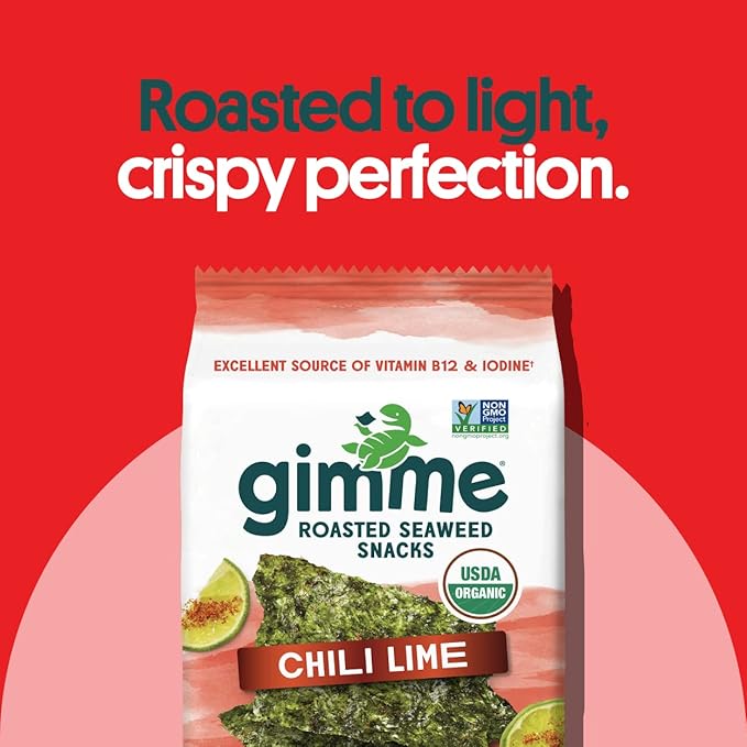 Gimme Seaweed Organic Premium Roasted Seaweed Snacks, Chili Lime, 6 Count, Keto, Vegan