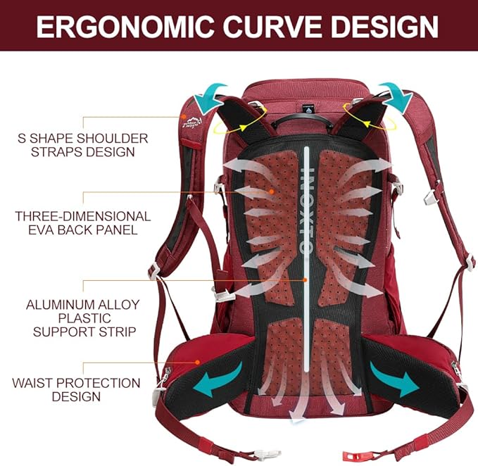 INOXTO 35L Hiking Backpack with 3Lwater bladder, Camping Backpack with Waterproof Rain Cover for