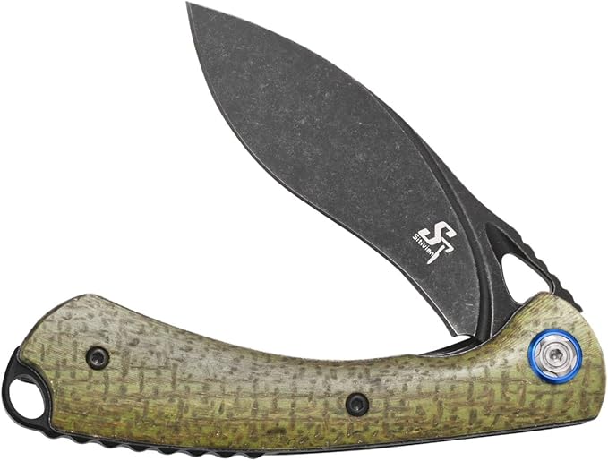 Sitivien ST147 Folding Pocket Knife,Black Stonewashed 14C28N Steel Blade with Micarta Handle