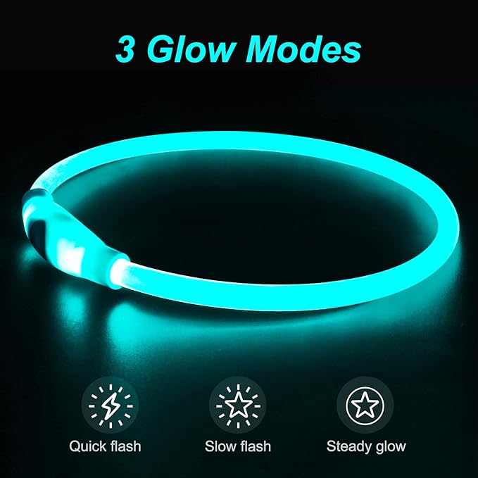 Light Up Dog Collars, USB Rechargeable Dlitk LED Dog Collar 1 Count, TPU Cuttable Size Glow Collar