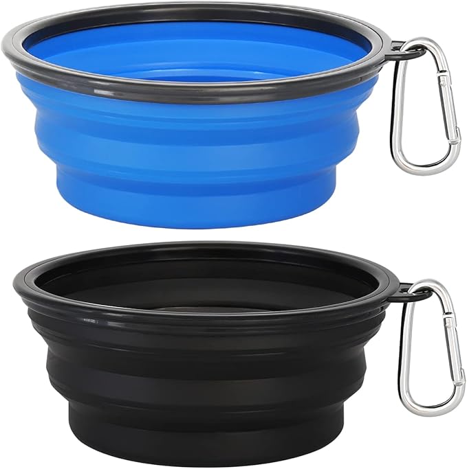 Kytely Large Collapsible Dog Bowls 2 Pack, 34oz Foldable Dog Travel Bowl, Portable Pet Water Food