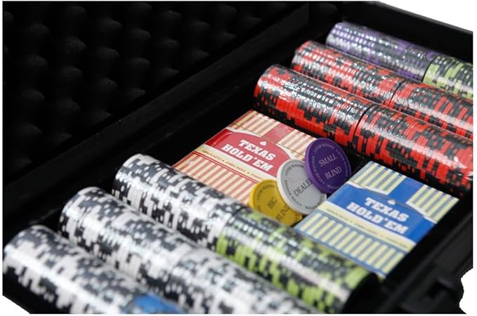 THUNDERBAY 14 Gram 300 Count Poker Set, 14G Clay Composite Chips with Aluminum Case, Two Decks of