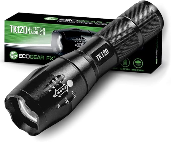 EcoGear FX LED Flashlight - Mini Camping Flashlight with High Lumens, 5 Light Modes, Zoomable Beam