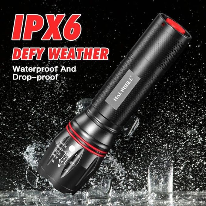 HAUSBELL T8 Upgraded Flashlight Bright, Zoomable Tactical LED Flashlights Flash Light with High