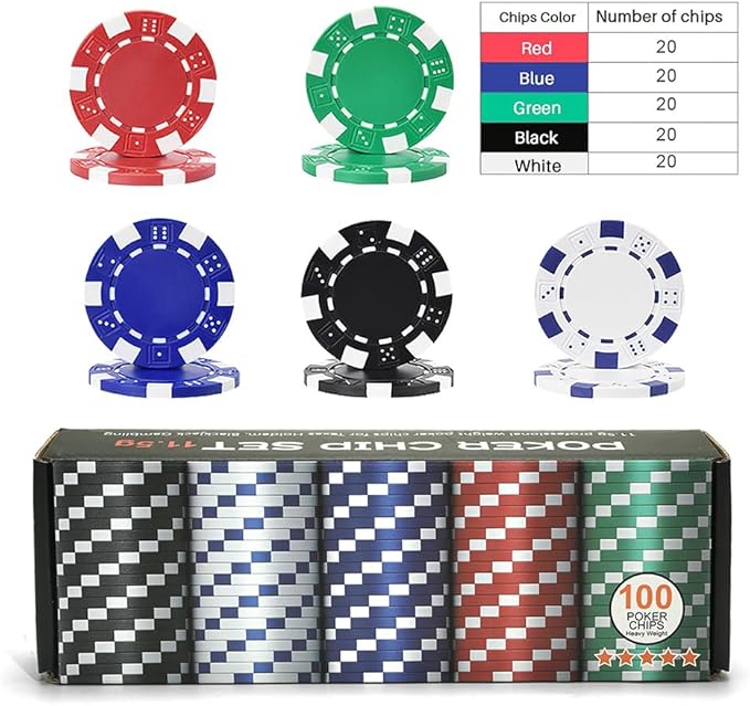Casino Poker Chip Set - 100 Clay Poker Chips, 11.5g, Gift Box - Blackjack, Texas Holdem