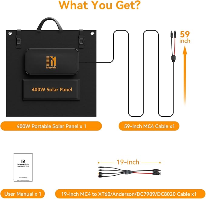 400 Watt Portable Folding Solar Panels IP68 Waterproof ETFE Coating 41V MC4 Output for Power