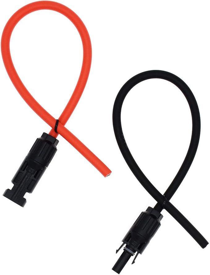 1 Pair Black + Red 10AWG(6mm²) Solar Panel Extension Cable Wire Connector Solar Adaptor Cable with