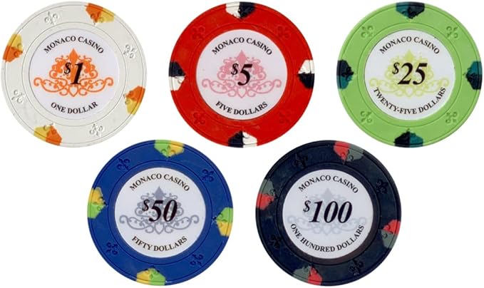 Poker Chips Set - 500pc Monaco Casino 13.5g Clay Poker Chips Set by Versa Games - Strong Aluminum