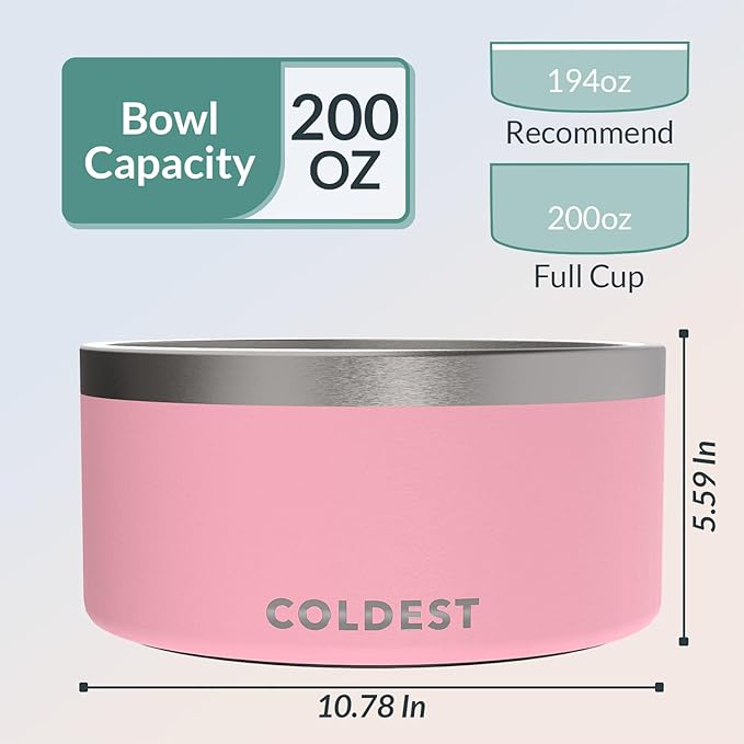 Coldest Dog Bowl - Anti Rust Metal, Non Slip, 3 Layers Insulated Stainless Steel Dog Bowls - Spill