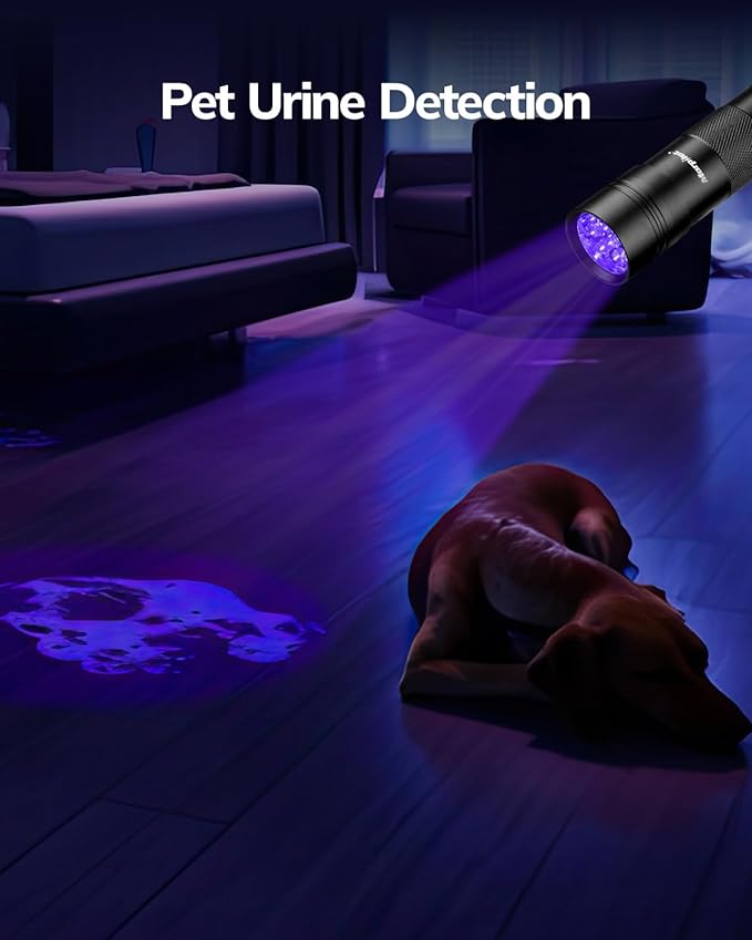 morpilot Black Light, 4 PCS 12 LEDs 395nm UV Blacklight Flashlights Detector for Pets Urine and