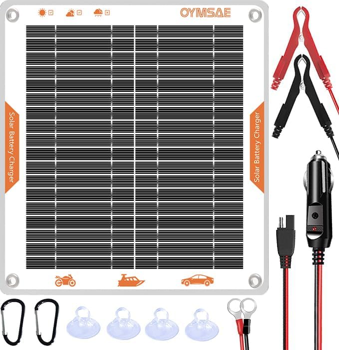 OYMSAE White 5W 12V Solar Car Battery Charger Portable Waterproof Solar Power Battery Charger &