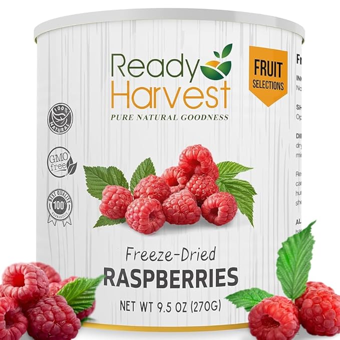 Ready Harvest Freeze Dried Food - Raspberries | Emergency Snacks | Long-Term Storage | #10 Can |