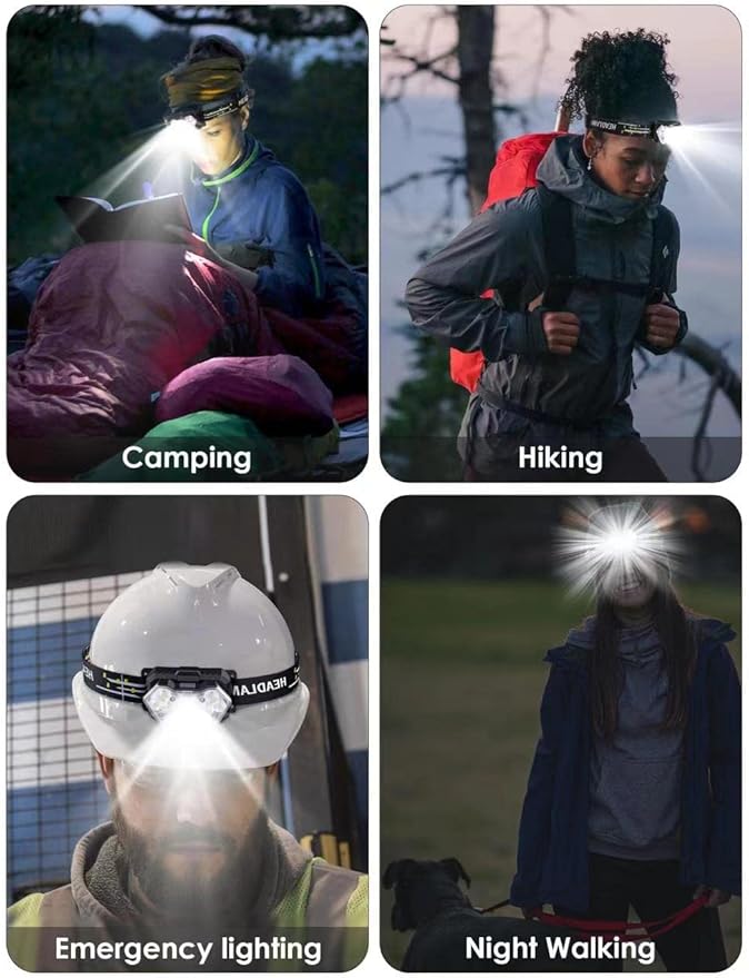 9 LED Headlamp Battery Powered, 1 Pack 2000 Lumens Headlight, 3 AAA Batteries Included, 6 Modes