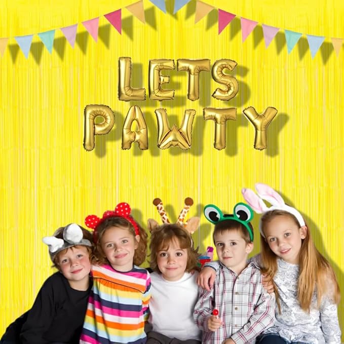 BRAVESHINE Foil Fringe Curtain Backdrop - 2 Pack Yellow Tinsel Photo Booth Backdrop Party Streamers