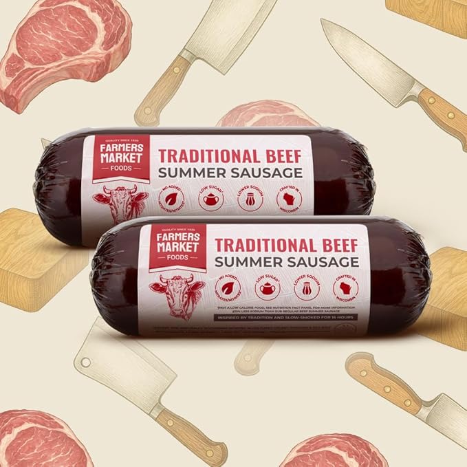 Farmers Market, Gluten Free, Keto, Paleo, Low Sodium, Zero Sugar, Summer Sausage Gift Set, 2-Pack