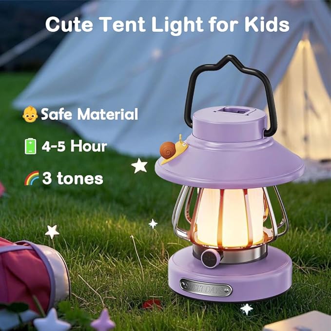 Camping Lantern for Kid Toddler Flashlight with Soft Light & Eye Protection Indoor Outdoor Hanging