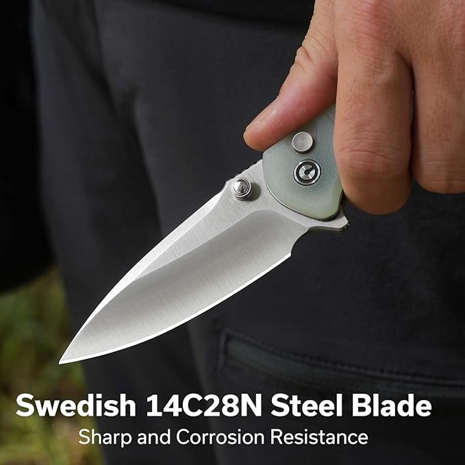 CIVIVI Faeger Pocket Folding Knife for EDC, 2.98" Swedish 14C28N Blade G10 Handle, Reversible Clip