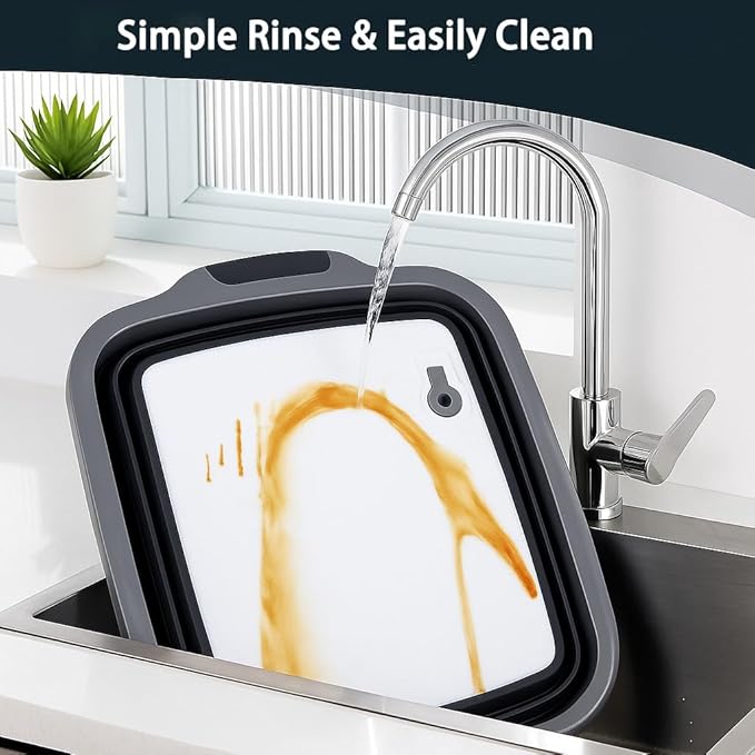 Collapsible BBQ Prep Tubs with Lids, Grill Cutting Board, Camping Sink with Drainage Hole for Meal