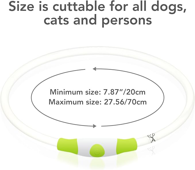 Colaseeme LED Dog Collar Light Up Dog Collars 1 Count USB Rechargeable TPU Glow Safety Basic Dog