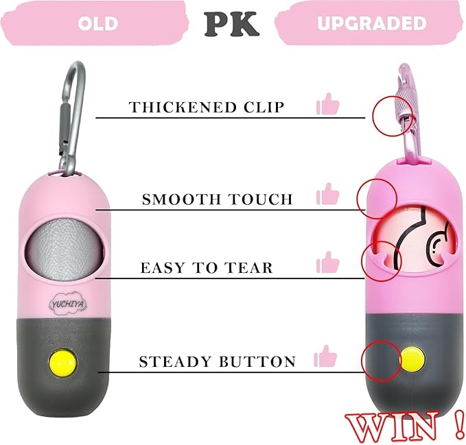 Dog Poop Bags Holder with LED Flashlight|Pet Waste Bags Dispenser for Leash|Doggie Potty Bags