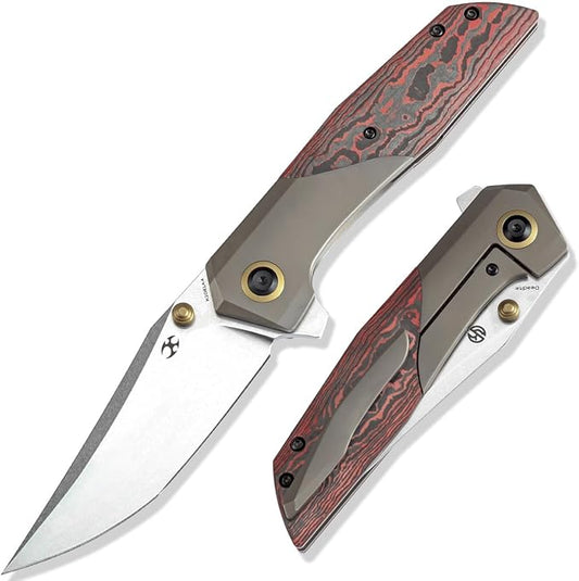 KANSEPT Deadite Pocket Folding Knives for Men Women Hiking 3.52'' Stonewashed CPM S35VN Blade EDC