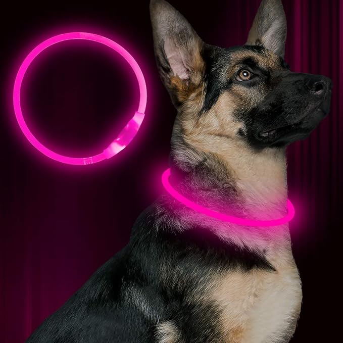 Led Dog Collar, BSEEN USB Rechargeable Flash Dog Necklace Light, Pet Safety Collar Makes Your