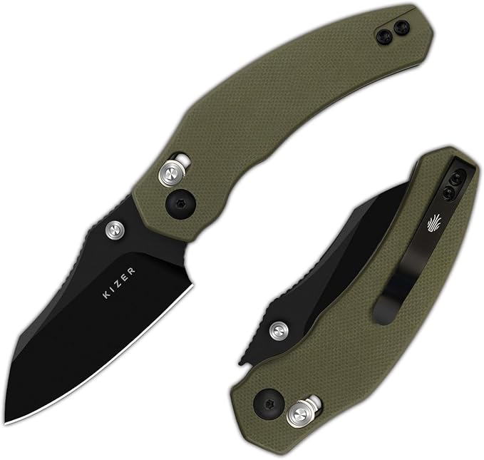 Kizer Mini Bulldog Pocket Knife, 2.5??D2 Sheepsfoot Blade Folding Knife, G10 Handle Clutch Lock