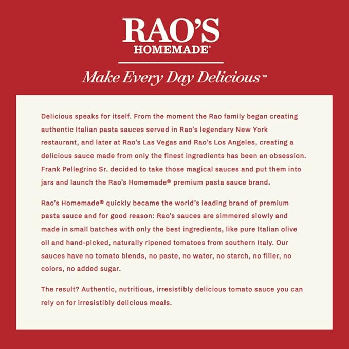 Rao's Homemade Marinara, 32 oz, Tomato Sauce, All Purpose, Keto Friendly Pasta Sauce, Premium