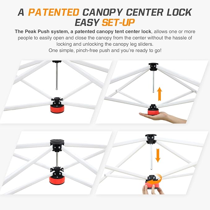 EAGLE PEAK 10x10 Slant Leg Pop-up Canopy Tent Easy One Person Setup Instant Outdoor Beach Canopy