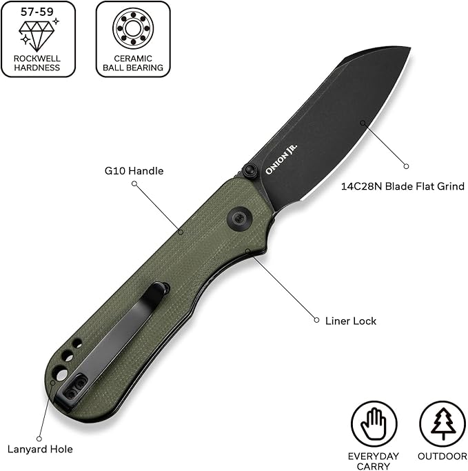 CIVIVI Crabby Pocket Knife, EDC Folding Knife for Men Women with Swedish 14C28N Blade Contoured G10