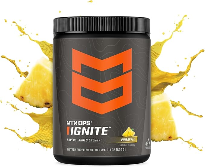 MTN OPS Ignite Energy Drink Powder, Gluten Free Nootropic Supplement Drink Mix, L Arginine, L