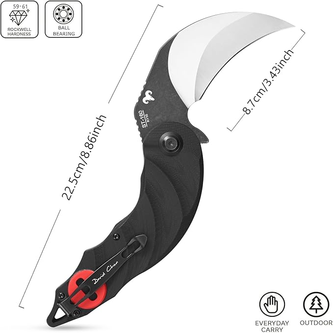 Sitivien ST160 Pocket Folding Knife,K110 Steel Blade with G10 Handle EDC Tool Knife for Outdoor