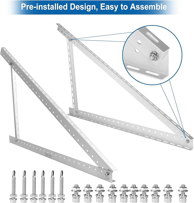 45" Solar Panel Mount Bracket for 100-400 Watts Solar Panel with Enhanced Cross Beams, Suitable for