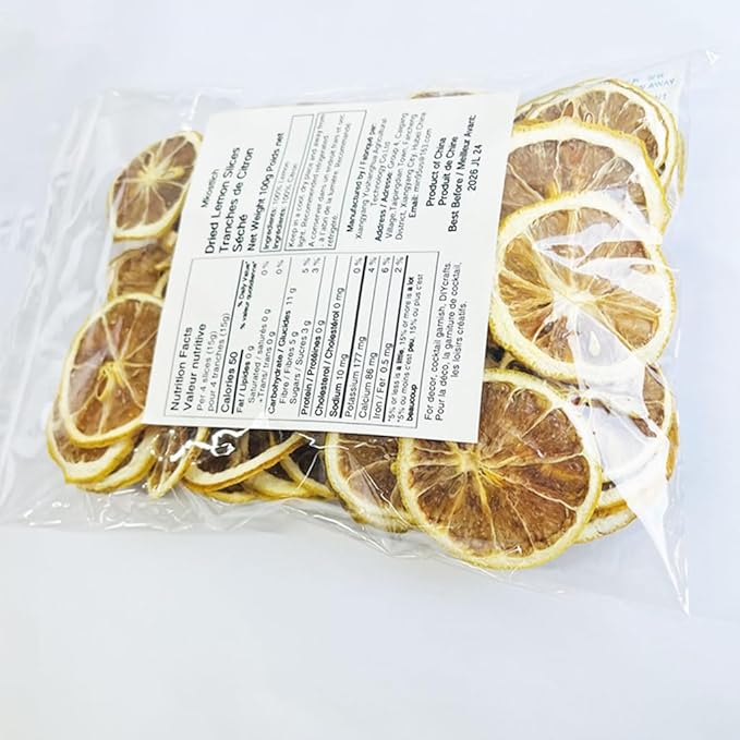 Mkostlich Dried Lemon Slices Bulk, 100g/3.52oz Natural Dehydrated Lemon Slices for Cocktails