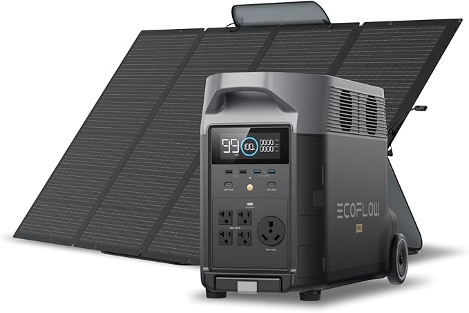 EF ECOFLOW Solar Generator 120V/3.6KWh DELTA Pro with 400W Portable Solar Panel, 23% High