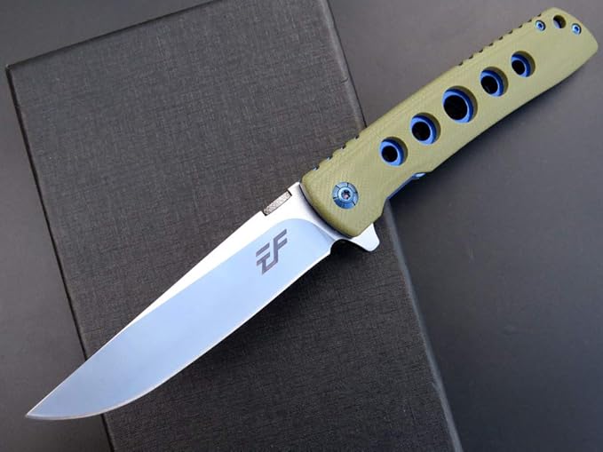 Eafengrow EF27 Folding knife, D2 Steel Blade Everyday Carry, Flipper Open, Liner Lock, G10 Handle