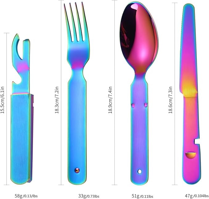 Camping Flatware Colorful Fork Spoon Knife Bottle Opener Silverware Outdoor Portable Cutlery