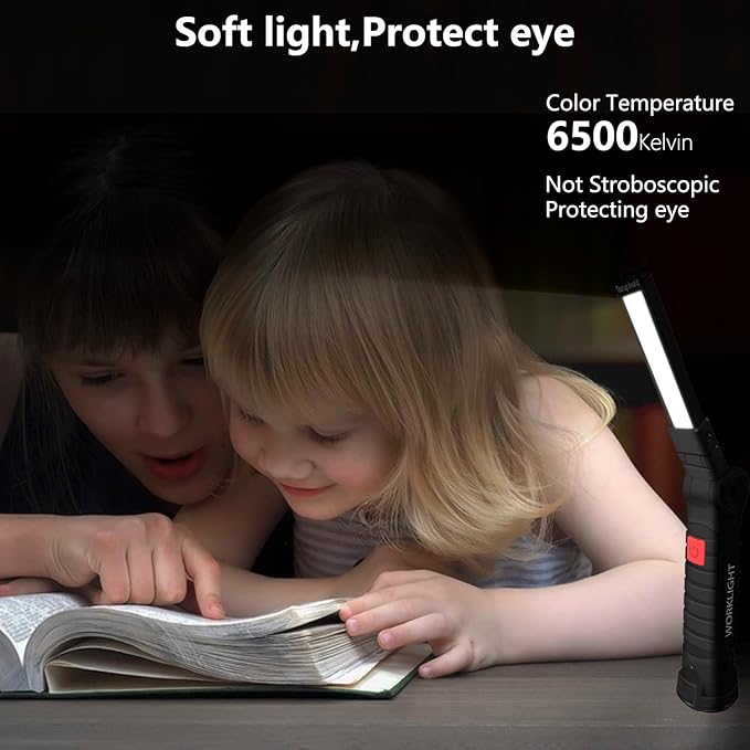 Working Light Portable, Rechargeable Work Lights with Magnetic Base Hanging Hook,360° Rotate 5