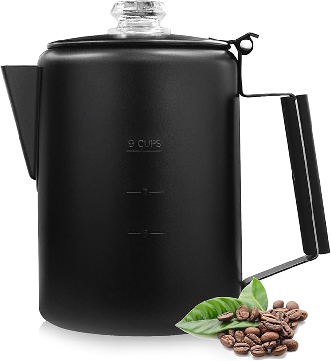 MEREZA Coffee Percolator Stovetop Camping Coffee Pot Stainless Steel 9 CUP Camping Coffee Maker