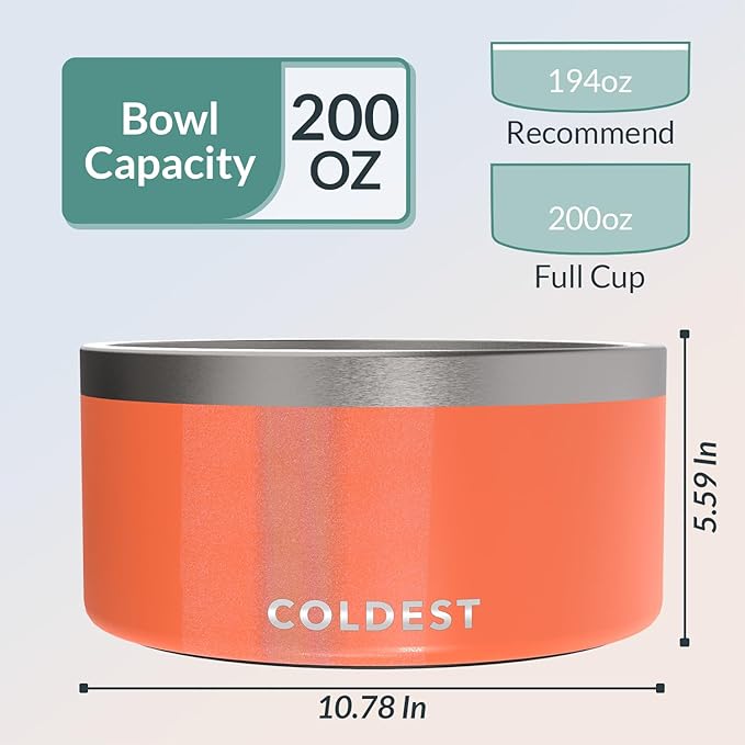 Coldest Dog Bowl - Anti Rust Metal, Non Slip, 3 Layers Insulated Stainless Steel Dog Bowls - Spill